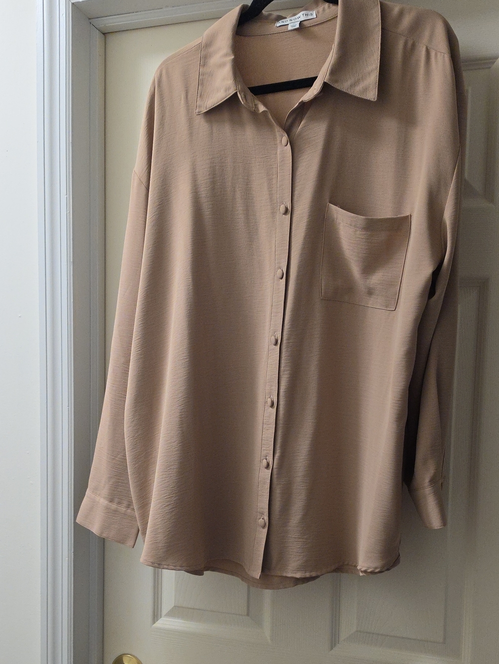 Classic Women's Button-Up Shirt in Beige - Unbranded